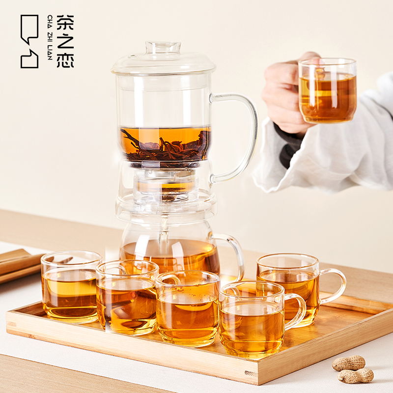 茶之恋功夫茶具套装自动过滤泡茶壶透明玻璃茶杯懒人家用冲茶神器