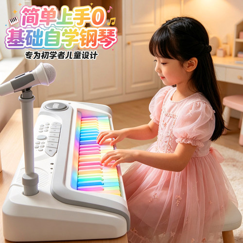 彩虹电子琴儿童钢琴可弹奏初学入门乐器音乐女孩玩具生日礼物宝宝