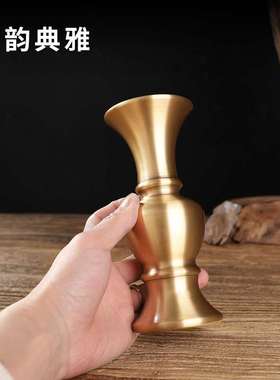 纯铜花瓶家用桌面客厅插花干花装饰仿古金属花器供具供佛摆件一i.