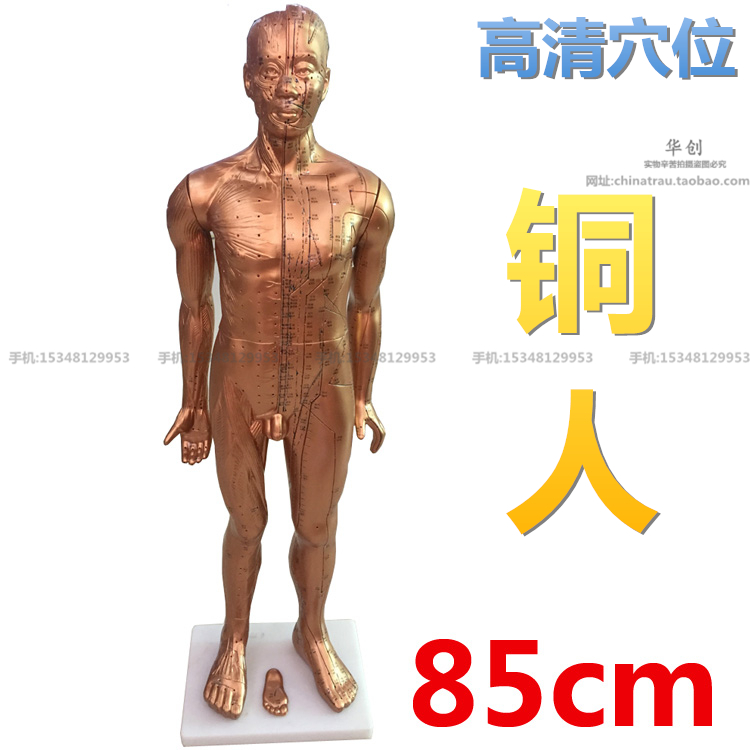 镀纯铜清晰经络通针灸铜人中医师傅人体穴位模型中医针灸人模85cm