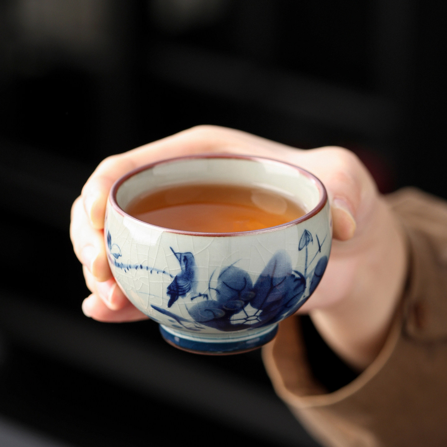 复古青花瓷主人杯单杯陶瓷功夫茶杯个人专用单个茶盏茶碗品茗杯子