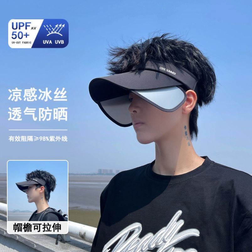 日本品质跑步空顶太阳帽出游冰丝防晒帽男女户外运动遮阳帽子夏凉