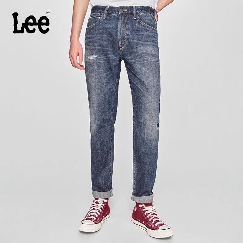 Lee商场同款25早春新品731舒适中腰锥形101+复古中深蓝男牛仔裤潮