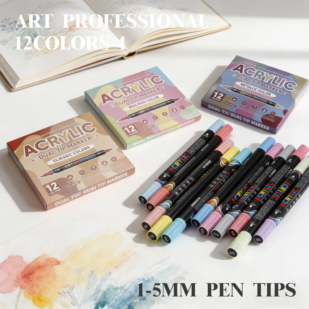 Professional Color Acrylic Marking Pen Set不透纸马克笔
