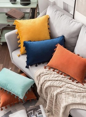 Pink Grey Yellow Navy Green Blue Beige Cushion Cov 抱枕套