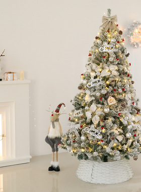 落Stuffed Christmas Tree 1.5m 1.8m Set雪圣诞树高档白色植绒