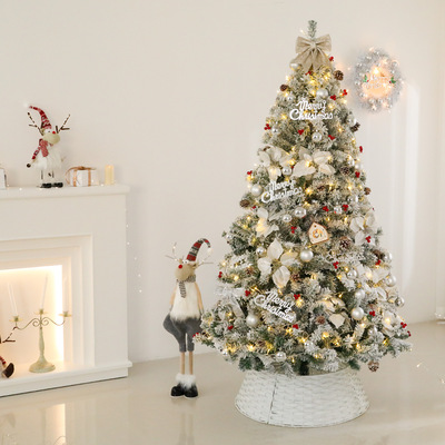 落Stuffed Christmas Tree 1.5m 1.8m Set雪圣诞树高档白色植绒