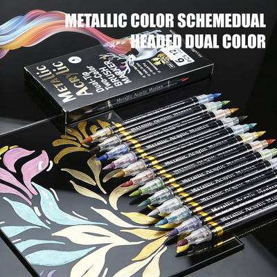 48 color dual head dual color metal acrylic marker pen set