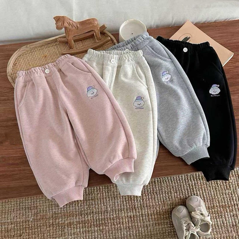 煜迷果女童加绒卫裤冬季休闲裤子