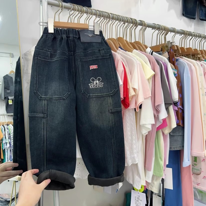 男童加绒牛仔裤冬季一体绒裤子潮