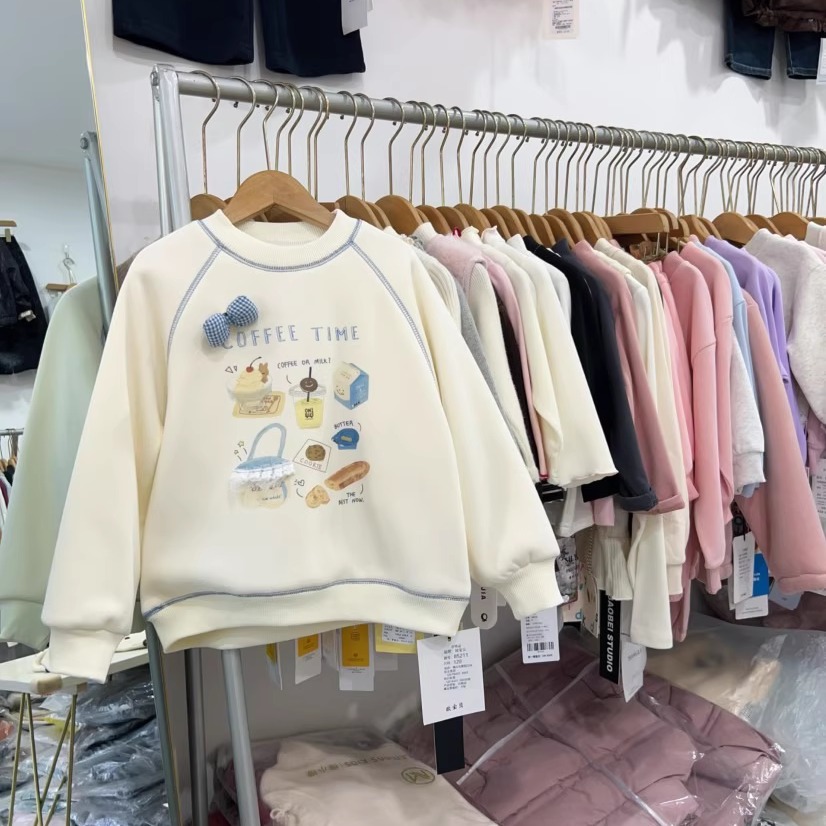 女童加绒卫衣冬季加厚一体绒上衣