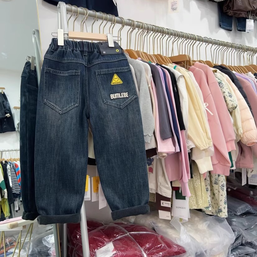 男童加绒牛仔裤冬季一体绒裤子潮
