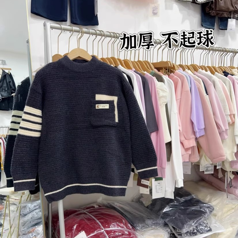 不起球男童毛衣冬季针织衫套头潮