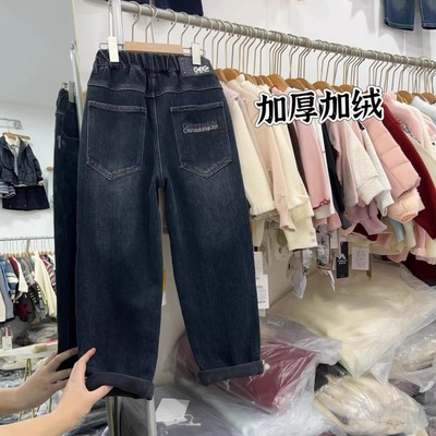 儿童加绒牛仔裤冬季一体绒裤子潮