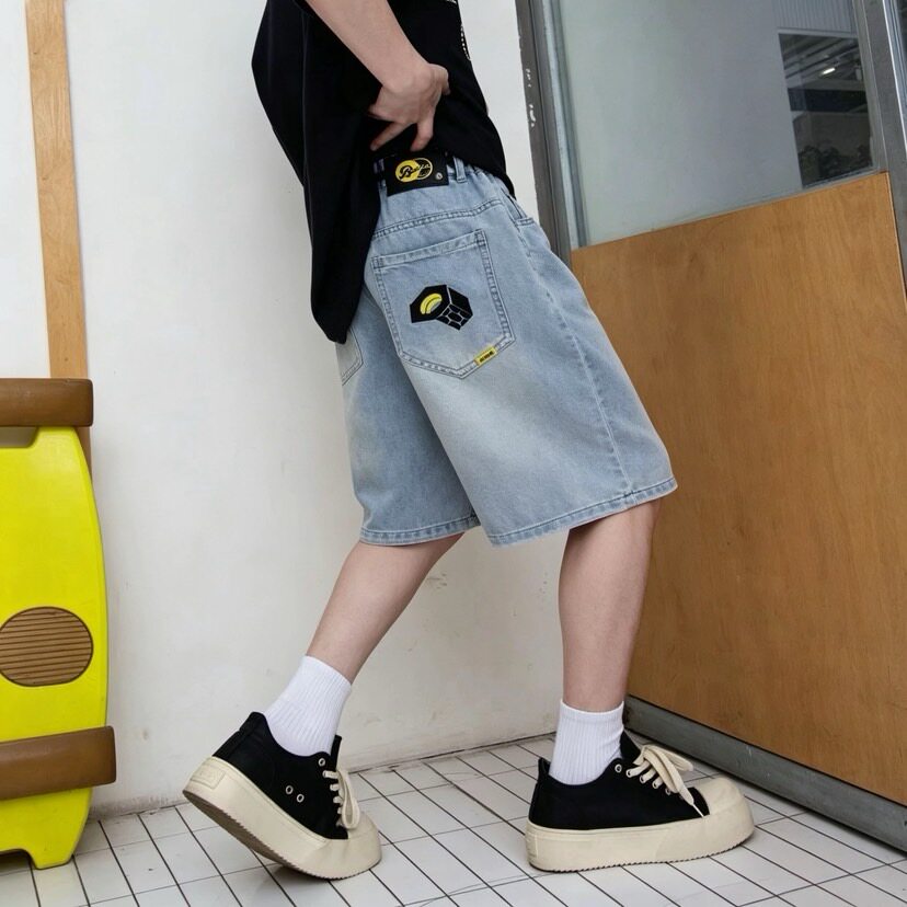 男大童牛仔短裤夏季潮牌五分裤子