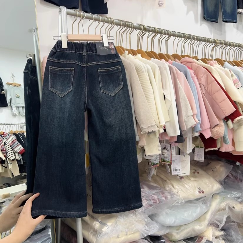 女童加绒牛仔裤冬季一体绒裤子潮