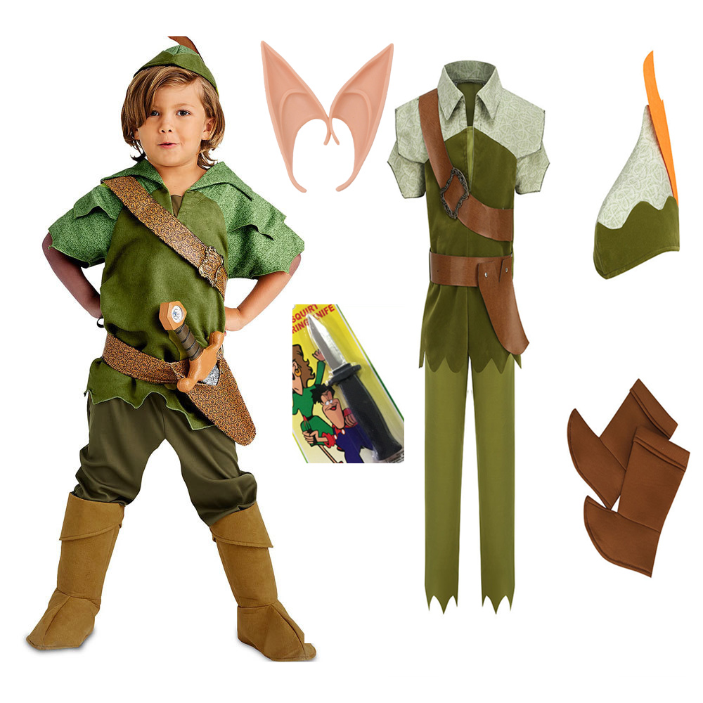 万圣节儿童六一派对绿色精灵彼得潘小飞侠Peter Pan表演服男新款