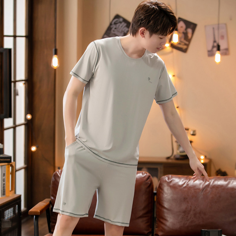 2025年男士睡衣夏季莫代尔新款短袖冰丝薄款简约夏天男家居服套装