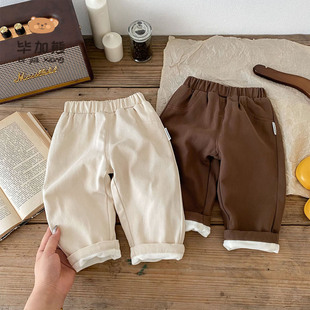 男宝宝裤 老爹裤 子加绒休闲裤 宽松百搭直筒长裤 秋冬婴儿男童装 韩版