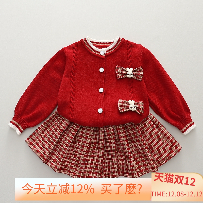 女童连衣裙女宝宝针织裙子