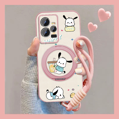 适用vivoiqoo11手机壳女可爱iqoo11pro新款奶茶小狗挂绳爱酷11s磁吸外壳viv0小羊皮保护套全包防摔iq00情侣