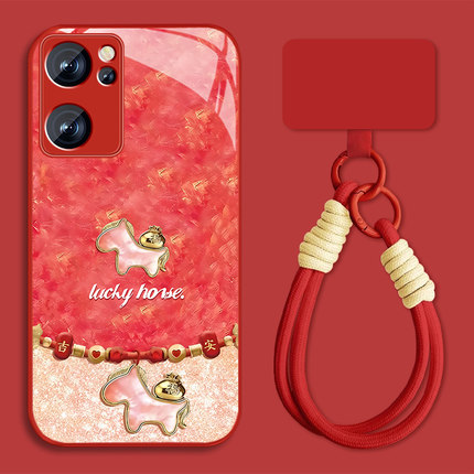 适用马上有福opporeno7手机壳男马年Reno7pro新款新年Rano7se本命年0pp0钢化玻璃por全包防摔pr0情侣保护套