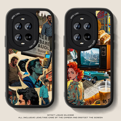 美式拼接适用华为nova14手机壳新款nova13pro女小羊皮nowa活力版潮牌nove12ultra高级感防摔男小众复古套