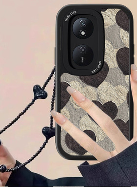 适用黑白爱心华为荣耀畅玩50plus手机壳新款30p畅玩20小羊皮honor40plus油画复古20pro男小众m网红高级感套