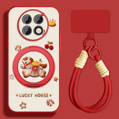 元宝小马适用红米note9手机壳女卡通RedmiNote9pro新款挂绳+支架Note9por小羊皮5g保护套全包防摔磁吸外壳