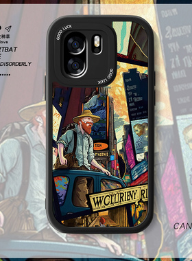 适用汽车梵高一加Ace6手机壳新款1加Ace6小羊皮油画保护套OPPO硅胶欧美全包防摔PLQ110软外壳1+Aec高级感男女