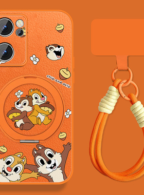 适用opporeno7手机壳女可爱Reno7pro松鼠奇奇新款挂绳Rano7se磁吸0pp0小羊皮por全包防摔pr0卡通保护套