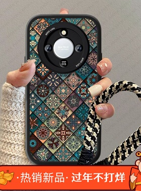 菱格图腾适用华为荣耀x70手机壳新款HonorX70i小羊皮全包x60pro复古防摔pr0男女x60GT外壳网红创意保护软套