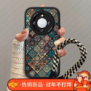 菱格图腾适用华为荣耀x70手机壳新款HonorX70i小羊皮全包x60pro复古防摔pr0男女x60GT外壳网红创意保护软套