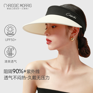 CMS颗里空顶防晒帽女防紫外线小香风遮阳帽夏季 大帽檐太阳帽 时尚