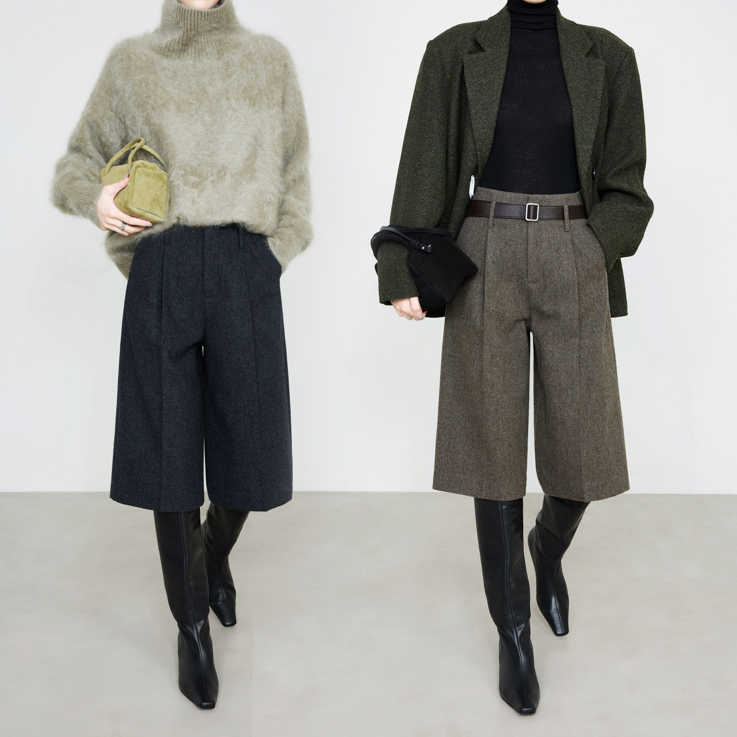 夏莫卡100%绵羊毛六分裤深炭灰过膝女2025秋冬加厚法兰绒中裤9717,女装/女士精品,休闲裤,淘宝优惠券,粉丝福利购,淘宝优惠卷