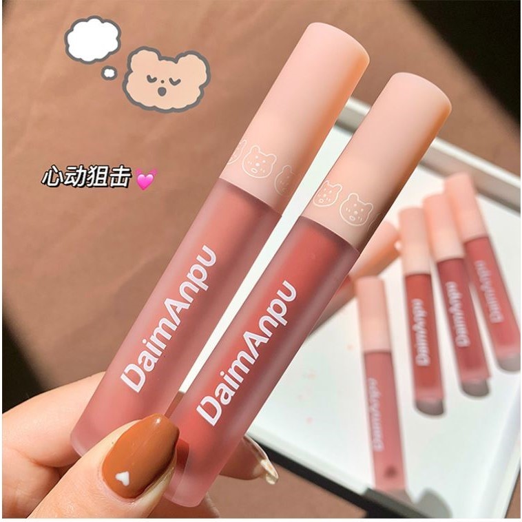 【买一送一】粉雾小熊唇釉!显白哑光雾面唇泥不易掉色女平价口红
