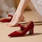 Красные свадебные туфли, обувь на высоком каблуке для невесты, китайский стиль, против усталых ног