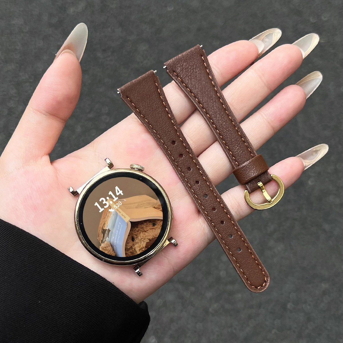 适用苹果表带S11皮革s10女款高级马蹄扣华为gt18MM手表替换表带iwatch 38-40-41-42-44-45-49-46mm