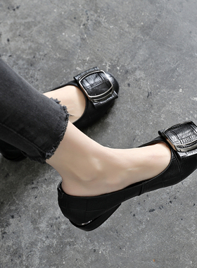 头层牛皮单鞋女休闲不累脚真皮软底夏季女士皮鞋大码春秋豆豆鞋SY