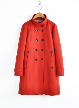 ise专柜正品正红色精工加厚巨好看通勤气质风衣外套P1430442-2289
