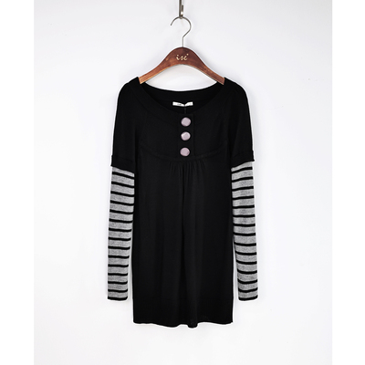 ise黑色圆领针织套头毛衣