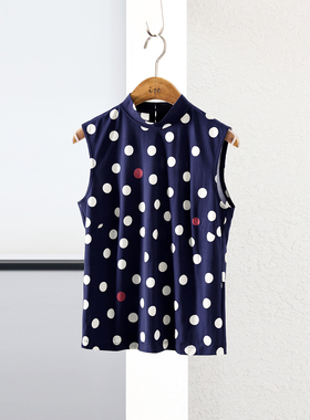 ise特惠夏季深蓝色棉质软糯抗皱易打理波点气质小衫K1920002-1089