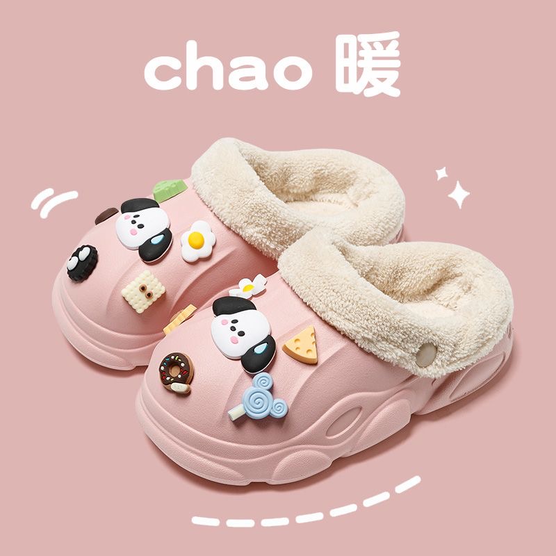 儿童棉拖鞋女童秋冬保暖卡通柔软防滑毛毛鞋可拆洗中大童亲子棉拖