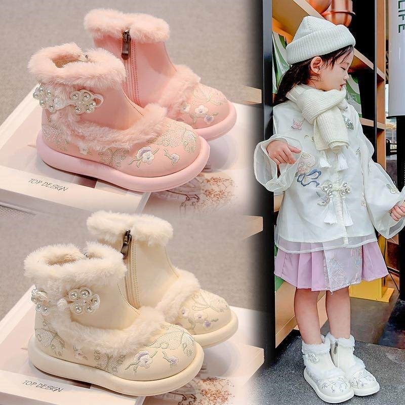 女童鞋子汉服儿童靴子2025冬季新款古风加绒棉鞋小女孩一体公主鞋,童鞋/婴儿鞋/亲子鞋,雪地靴,淘宝优惠券,粉丝福利购,淘宝优惠卷