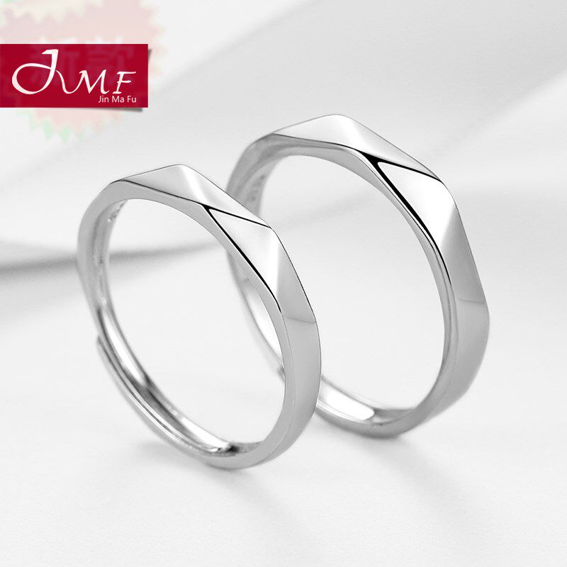 网红同款日韩简约情侣戒指 纯银一对活口男女学生对戒生日礼物表