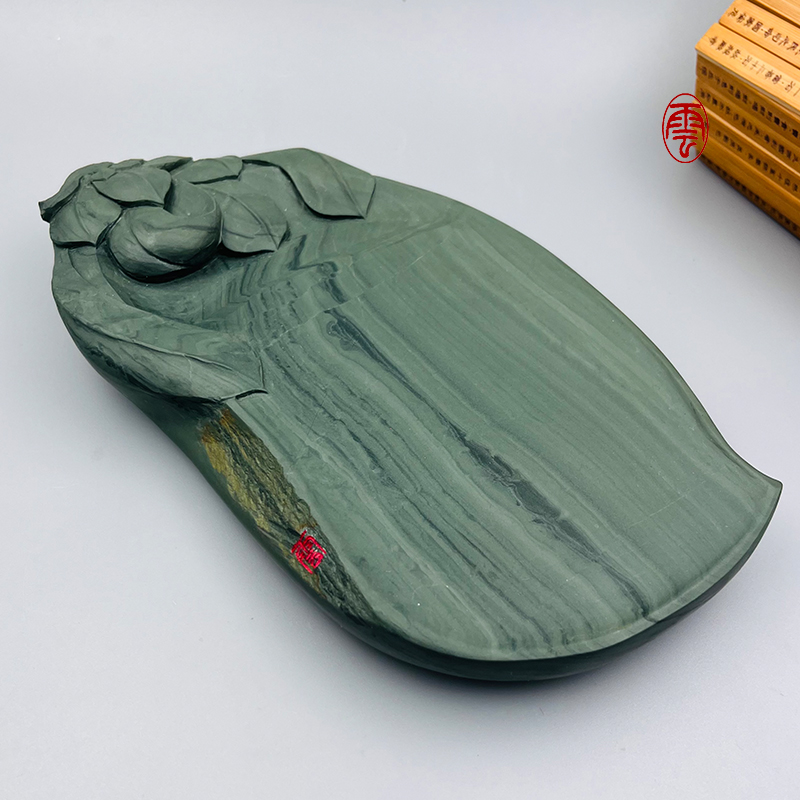 玉兰花开云鹏洮砚文房四宝书法专用砚台手工雕刻原石砚洮河砚送礼