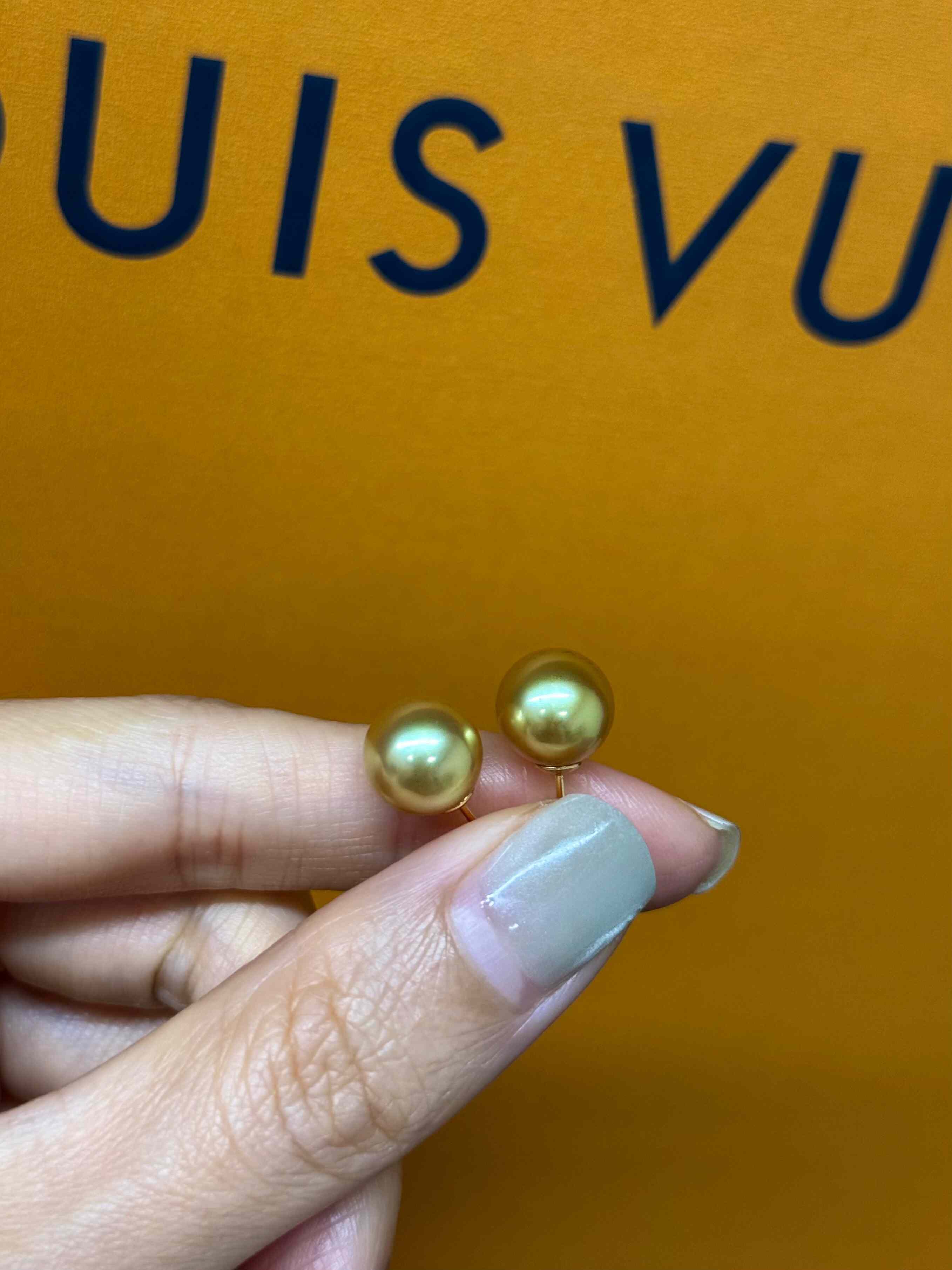 南洋金珠耳钉18K金正圆强光珍珠耳钉气质耳饰耳环礼品