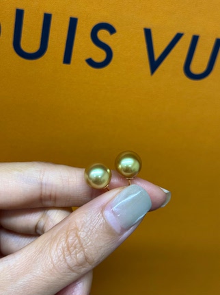 南洋金珠耳钉18K金正圆强光珍珠耳钉气质耳饰耳环礼品
