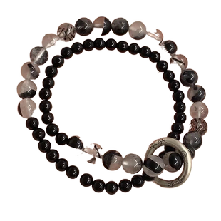 中式平安喜乐国风复古小众双圈叠戴手链串珠2024情侣新款手串手饰