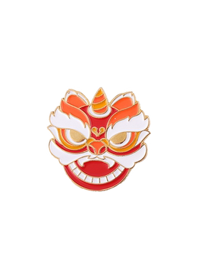 新年中国风小舞狮头胸针